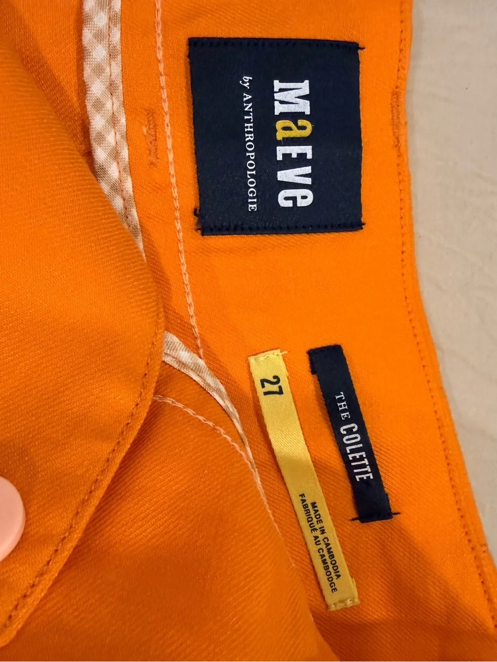 Maeve High-Waist Patch Pocket Shorts — Bright Orange